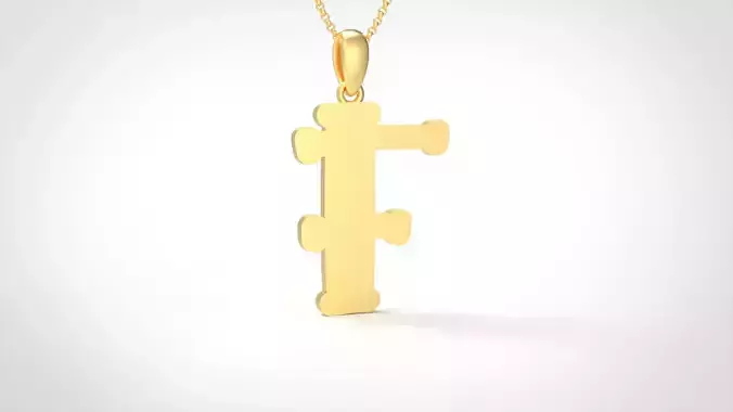 Model 983 F Bone Initial Letter Alphabet Pendant 3D print model