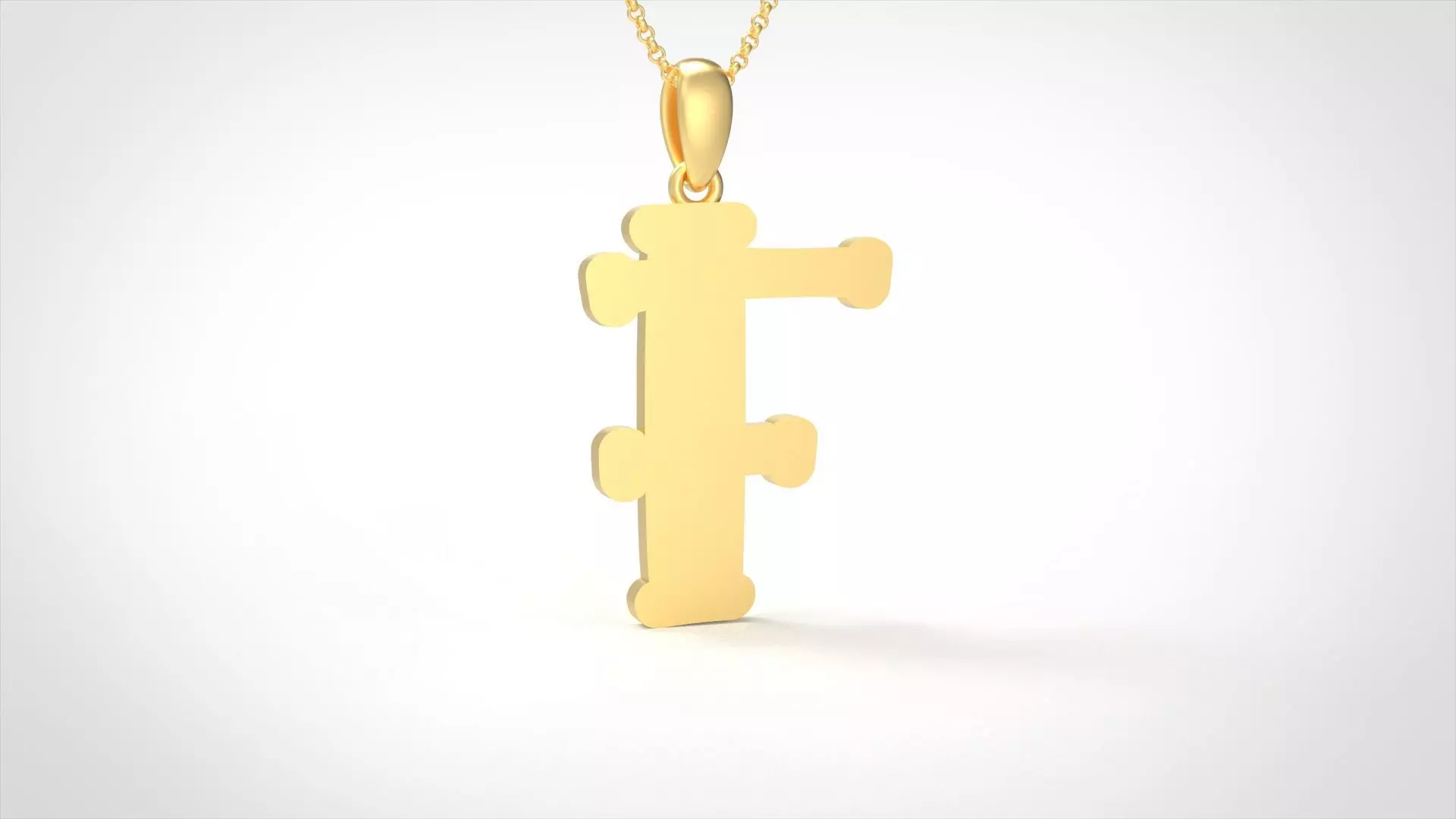 Model 983 F Bone Initial Letter Alphabet Pendant 3D print model_0
