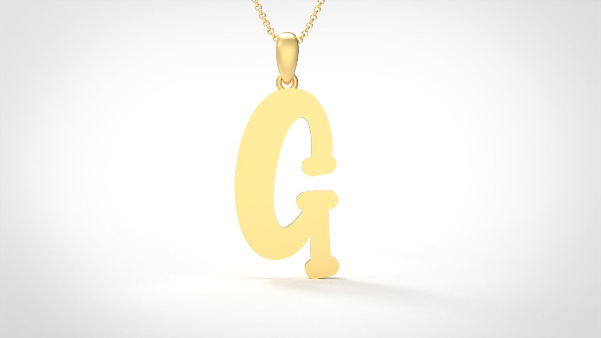 Model 984 G Bone Initial Letter Alphabet Pendant 3D print model_2
