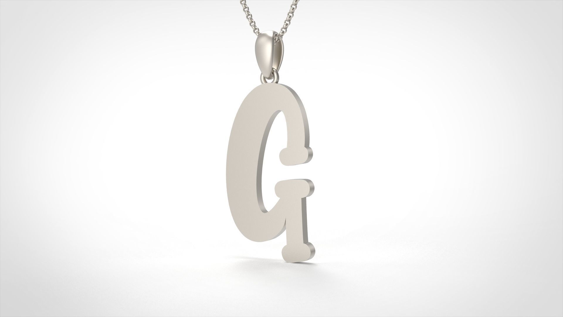 Model 984 G Bone Initial Letter Alphabet Pendant 3D print model_3