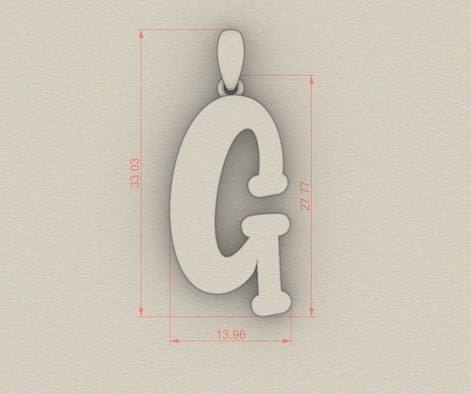 Model 984 G Bone Initial Letter Alphabet Pendant 3D print model_5