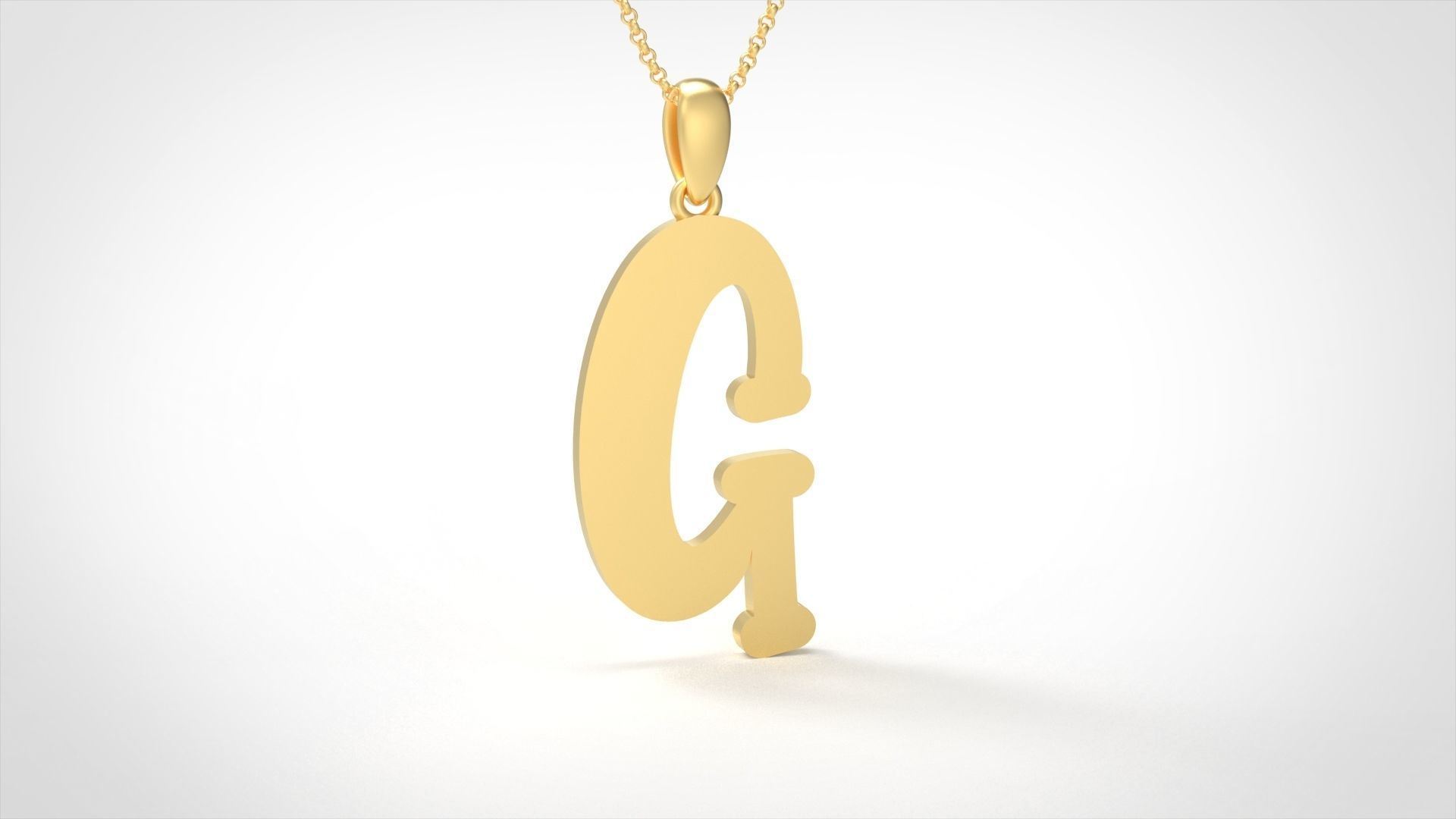 Model 984 G Bone Initial Letter Alphabet Pendant 3D print model_4
