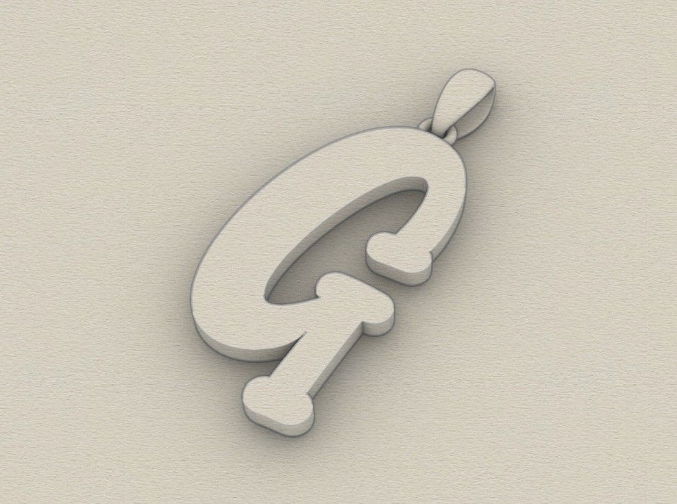 Model 984 G Bone Initial Letter Alphabet Pendant 3D print model_8