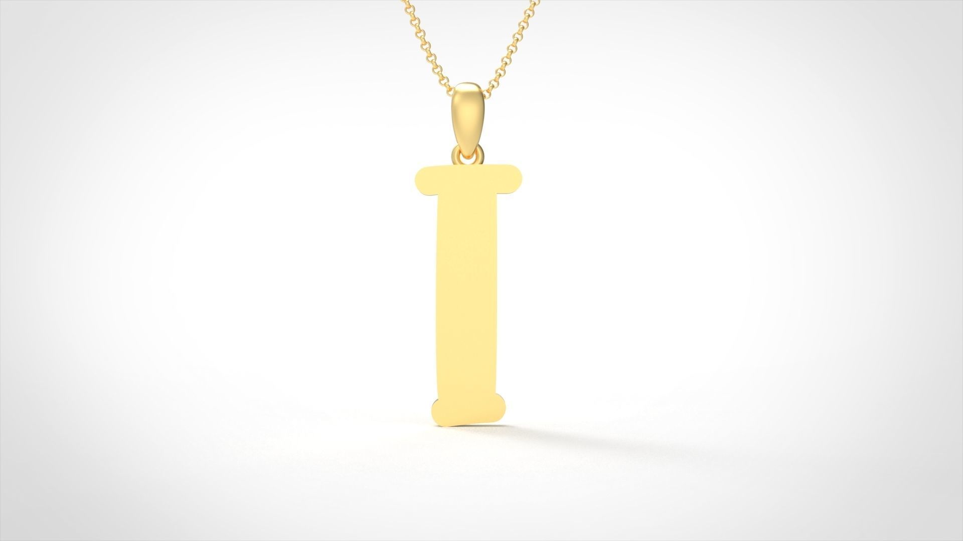 Model 986 I Bone Initial Letter Alphabet Pendant 3D print model_3