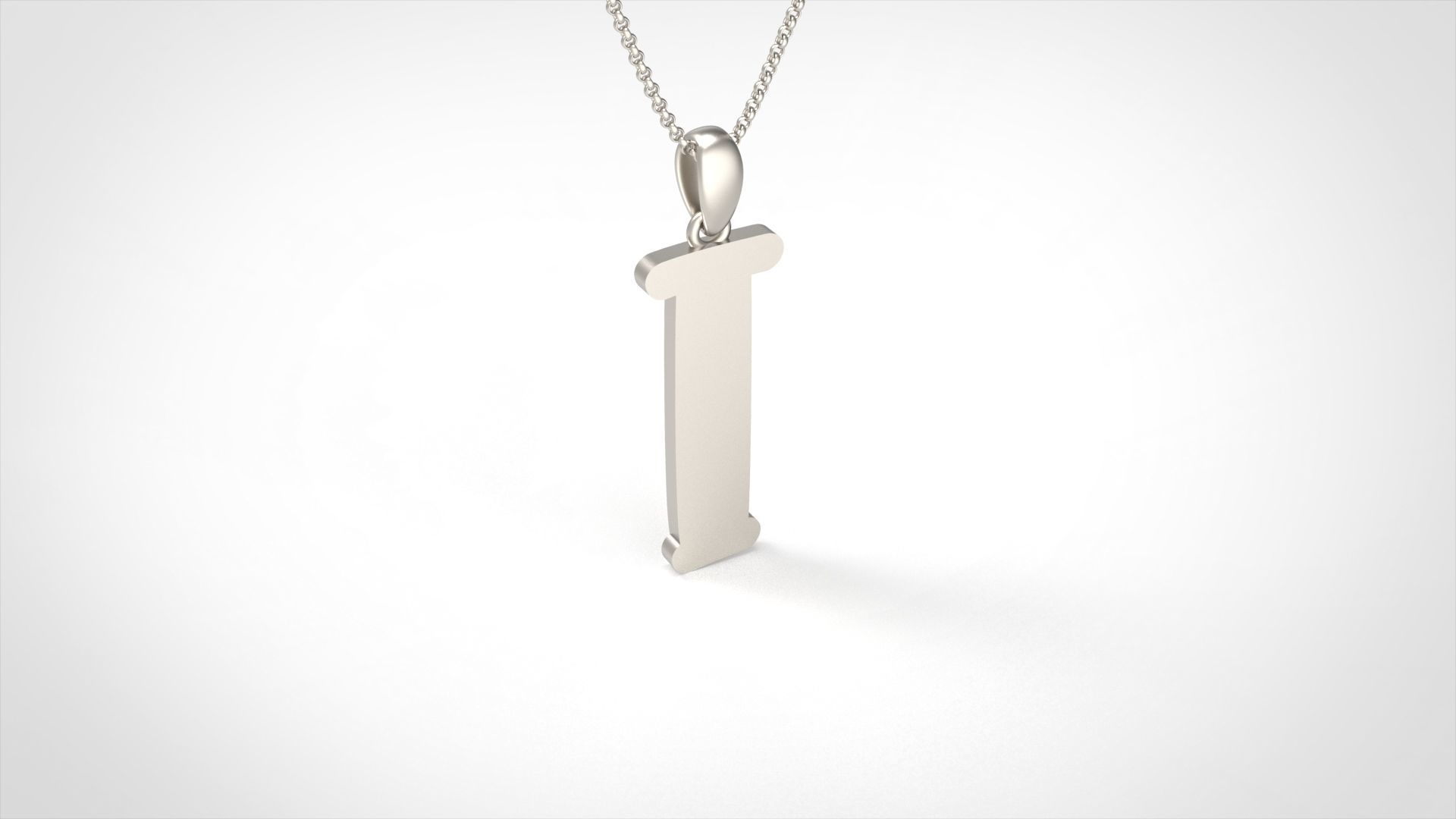 Model 986 I Bone Initial Letter Alphabet Pendant 3D print model_1