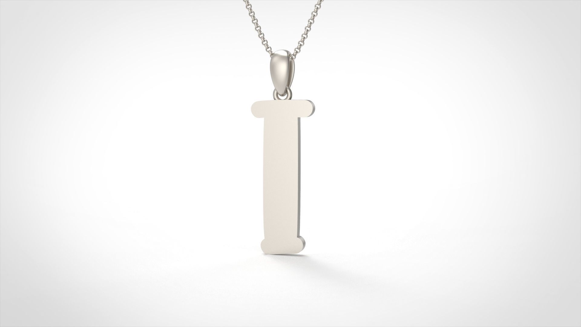 Model 986 I Bone Initial Letter Alphabet Pendant 3D print model_4