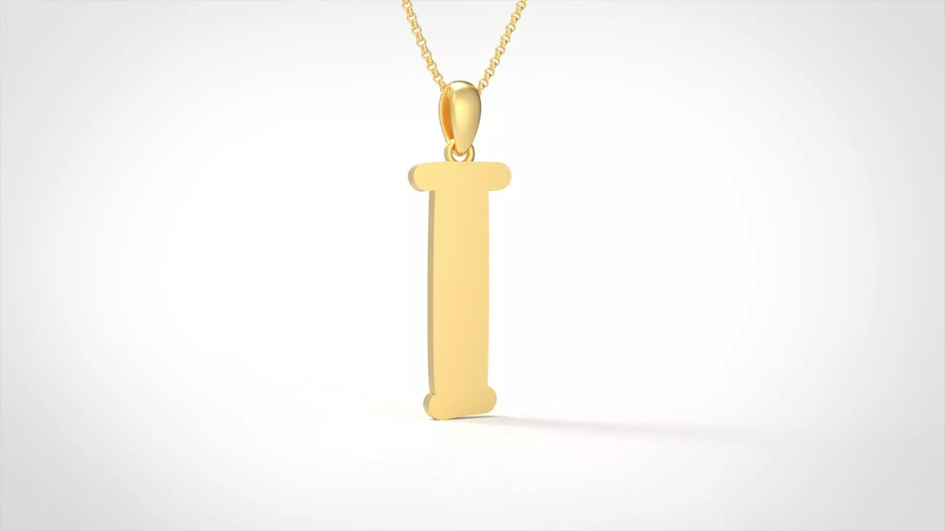 Model 986 I Bone Initial Letter Alphabet Pendant 3D print model_0