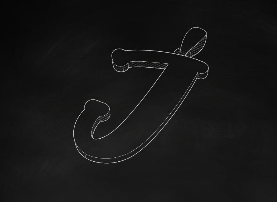 Model 987 J Bone Initial Letter Alphabet Pendant 3D print model_9