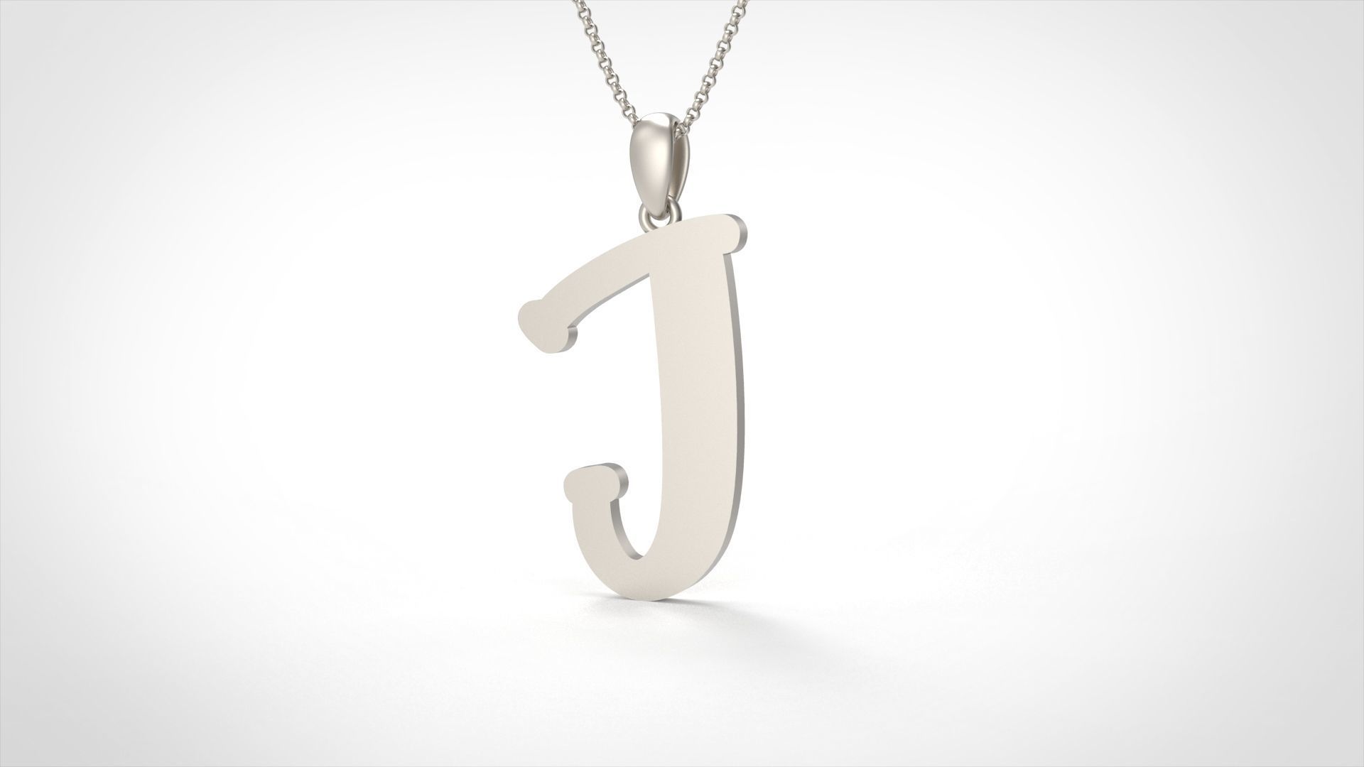 Model 987 J Bone Initial Letter Alphabet Pendant 3D print model_4