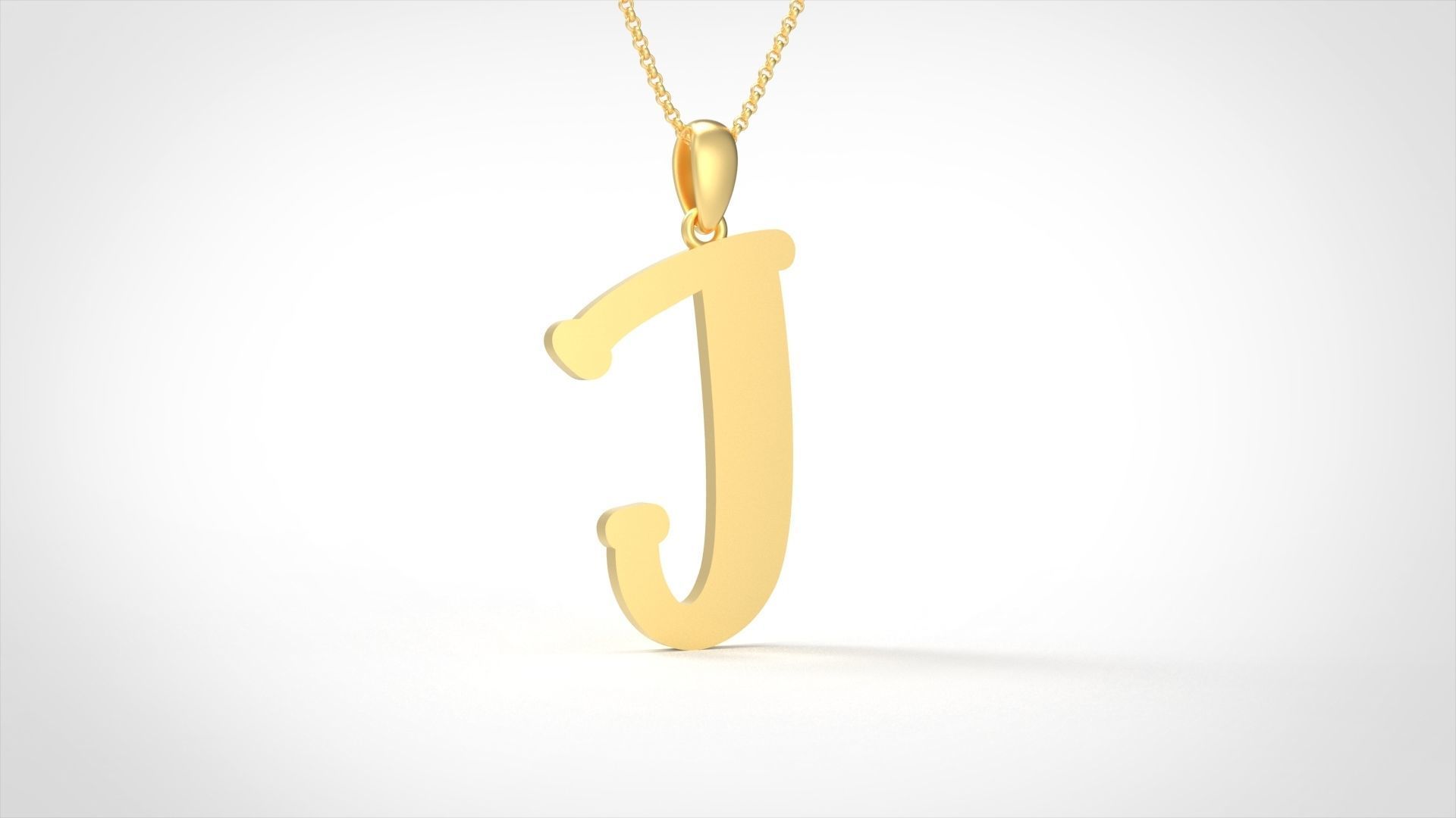 Model 987 J Bone Initial Letter Alphabet Pendant 3D print model_3