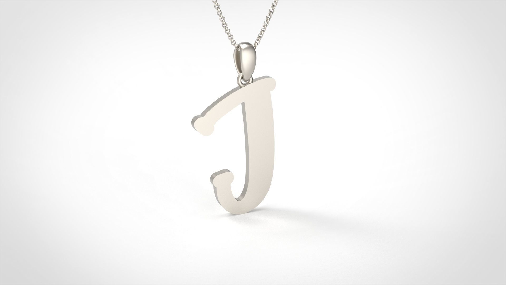 Model 987 J Bone Initial Letter Alphabet Pendant 3D print model_2