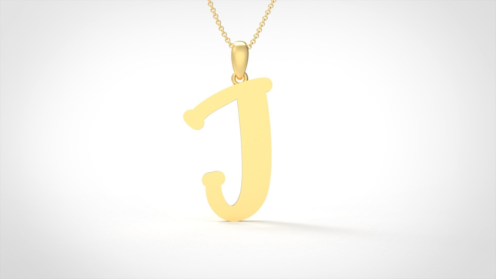 Model 987 J Bone Initial Letter Alphabet Pendant 3D print model_1