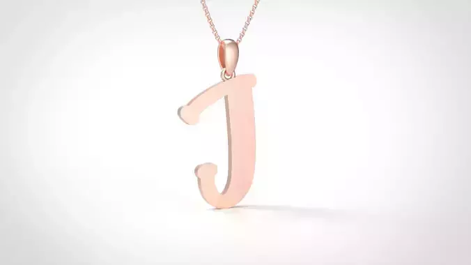 Model 987 J Bone Initial Letter Alphabet Pendant 3D print model