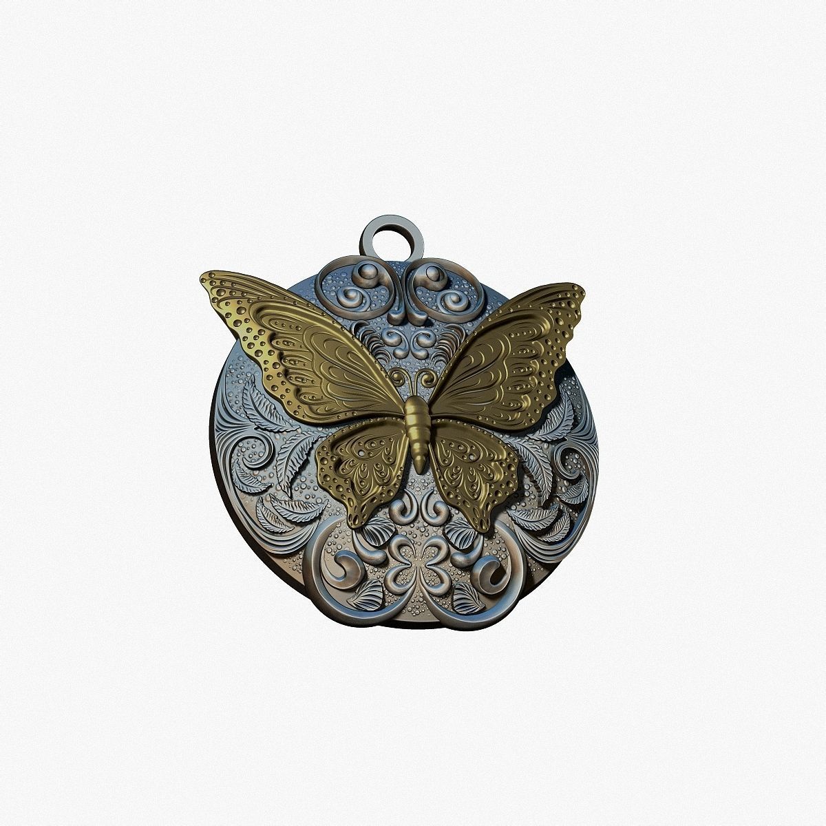 BUTTERFLY MEDALLION 3D print model_15