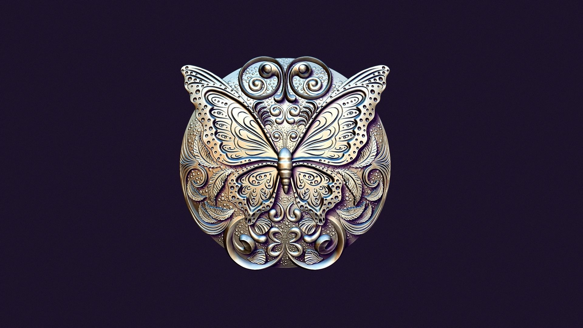 BUTTERFLY MEDALLION 3D print model_5