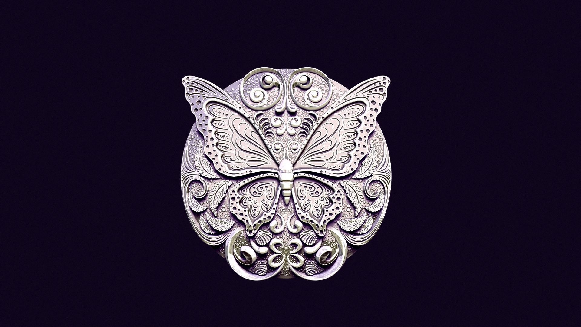 BUTTERFLY MEDALLION 3D print model_8