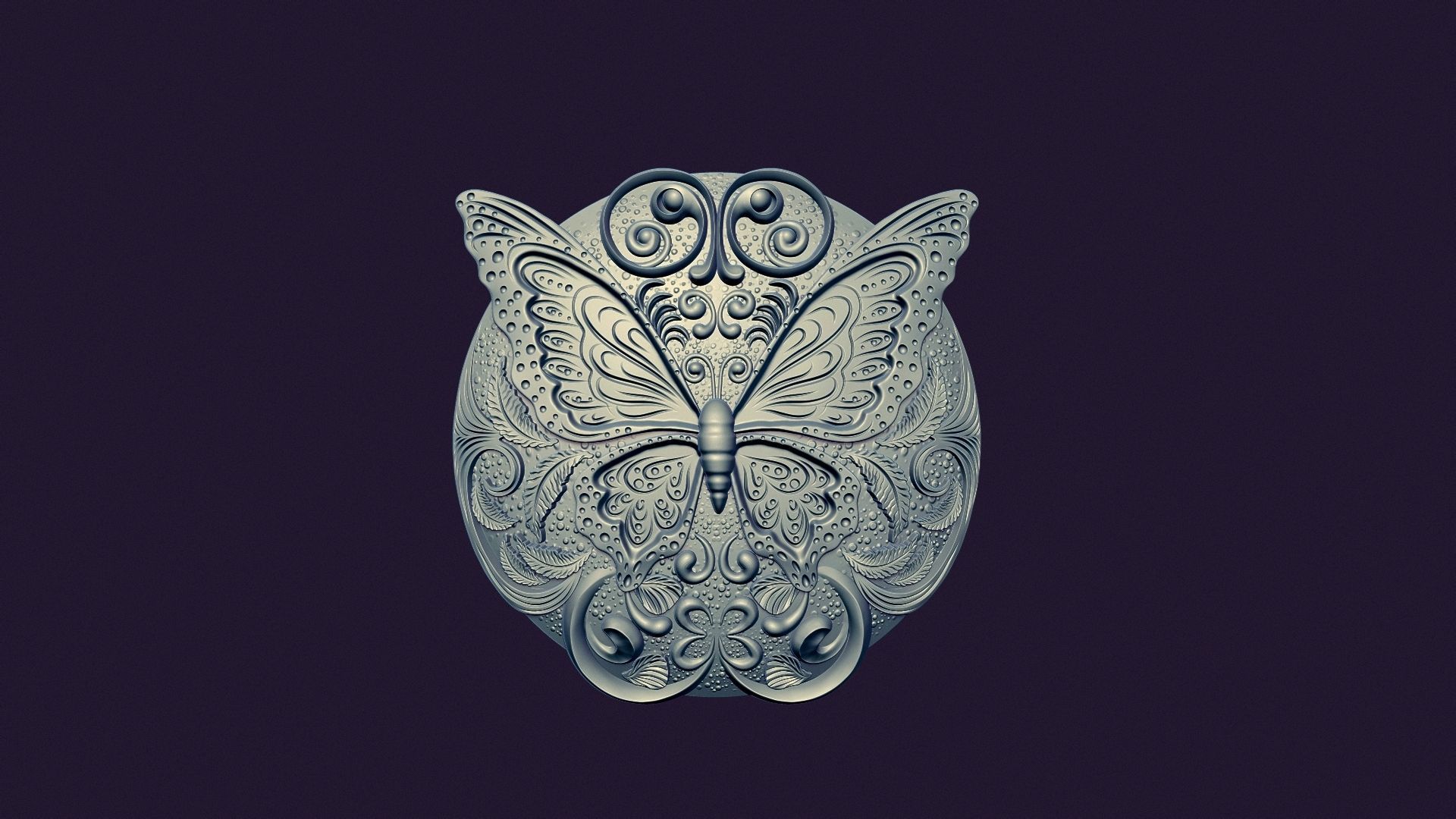 BUTTERFLY MEDALLION 3D print model_9
