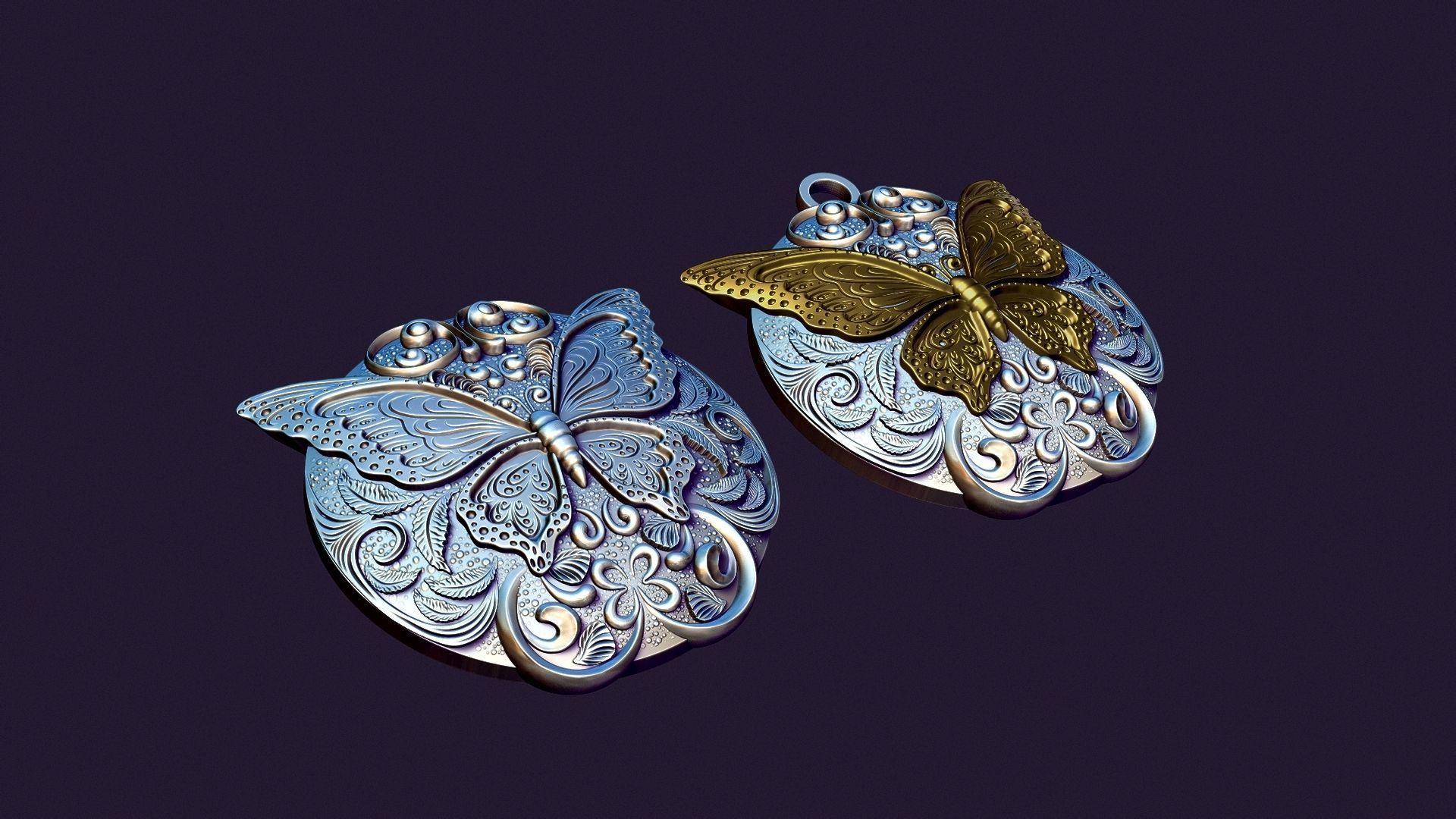 BUTTERFLY MEDALLION 3D print model_4