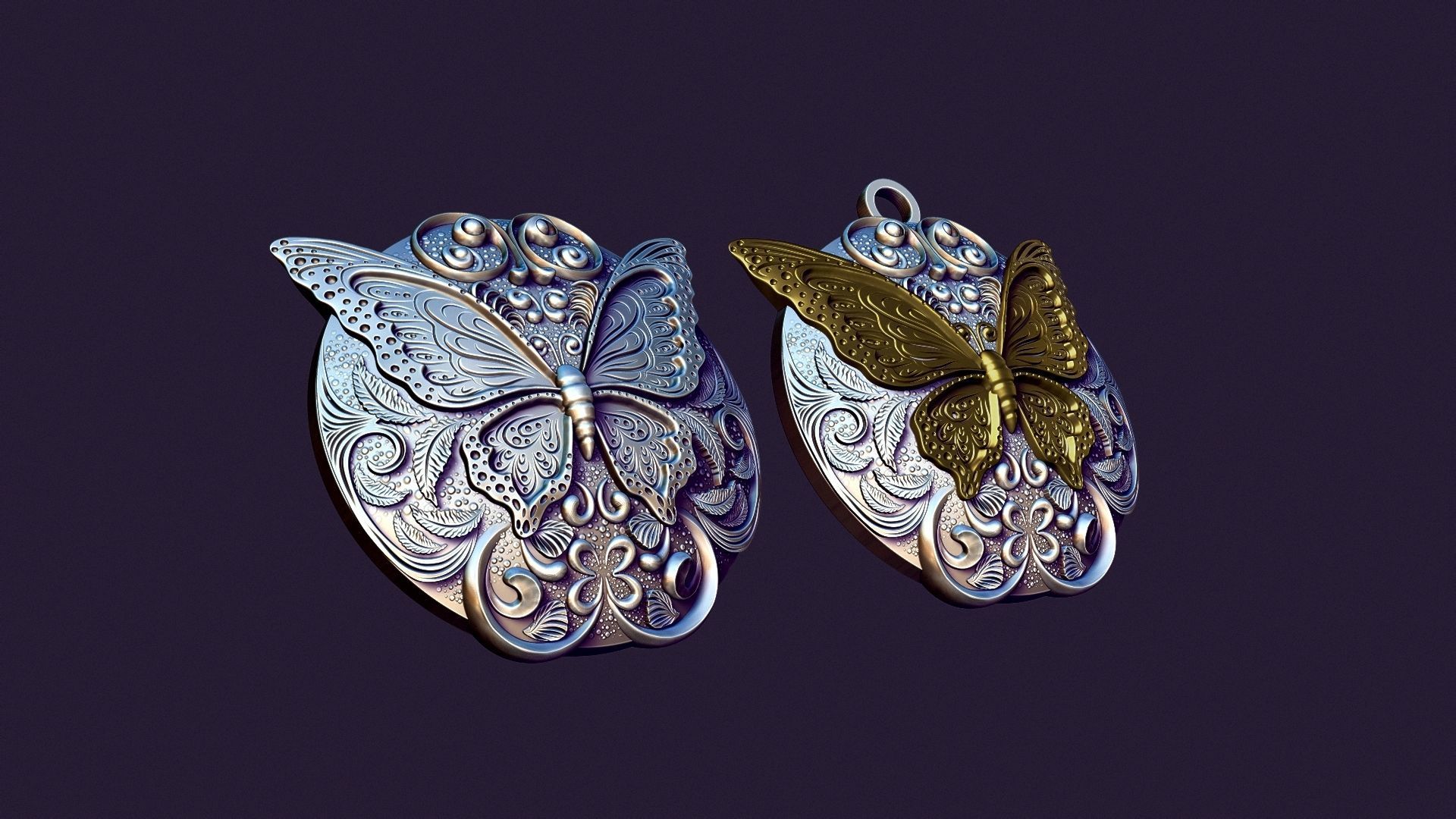 BUTTERFLY MEDALLION 3D print model_14