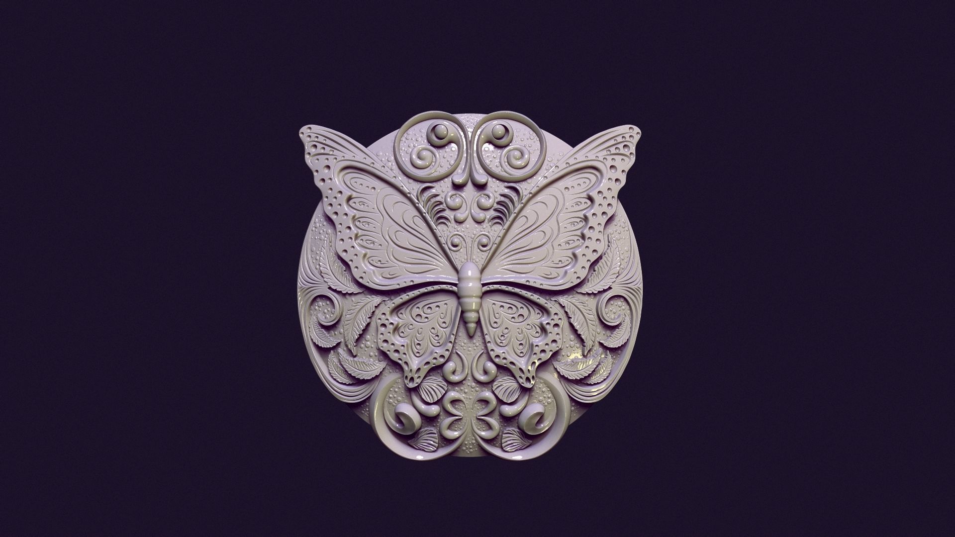BUTTERFLY MEDALLION 3D print model_7