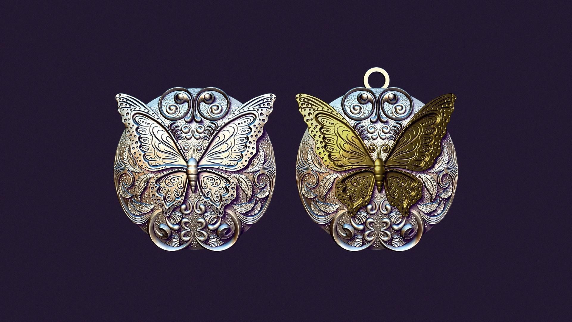 BUTTERFLY MEDALLION 3D print model_3