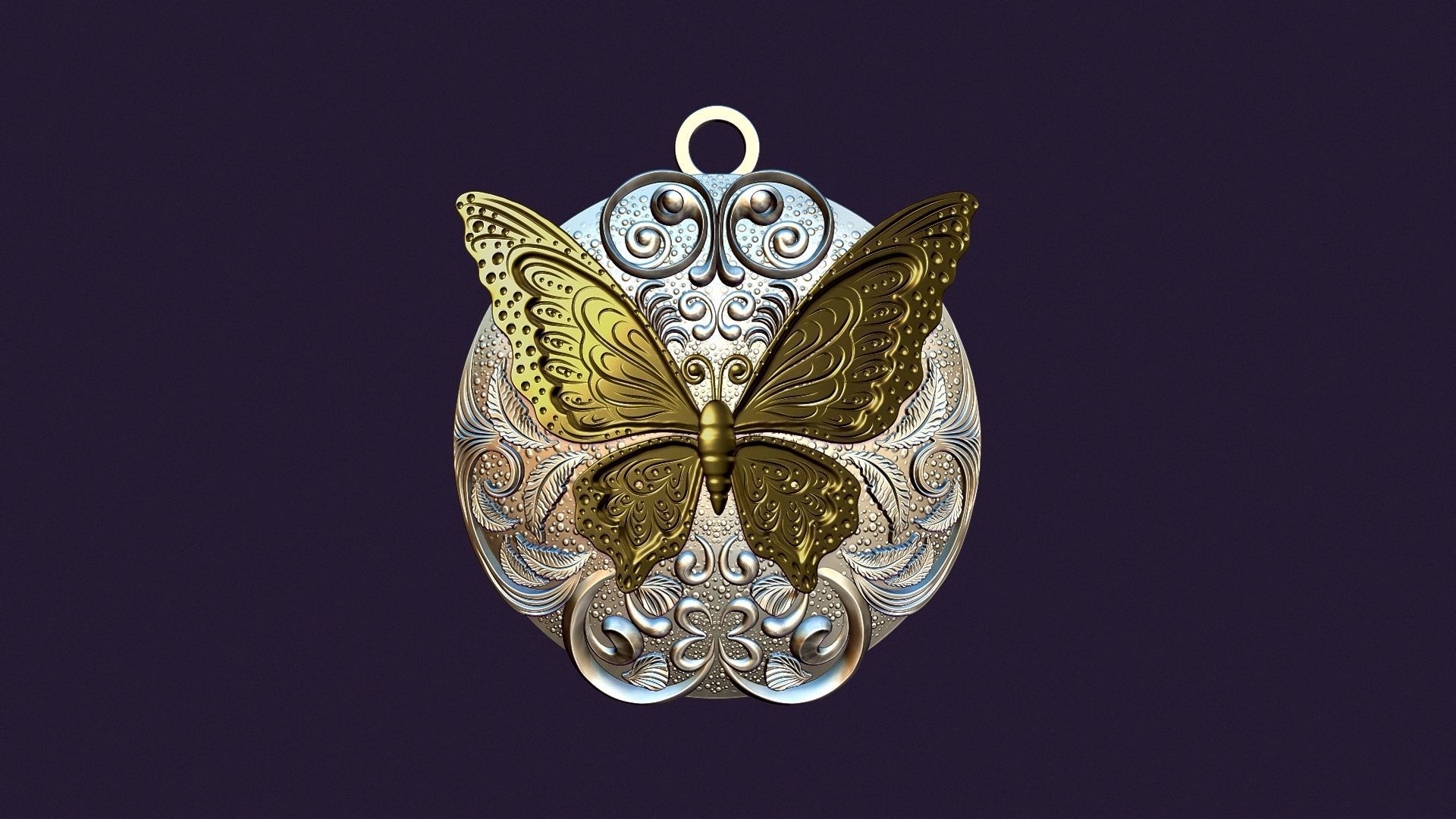 BUTTERFLY MEDALLION 3D print model_6