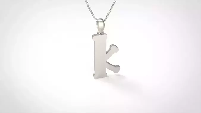 Model 988 K Bone Initial Letter Alphabet Pendant 3D print model