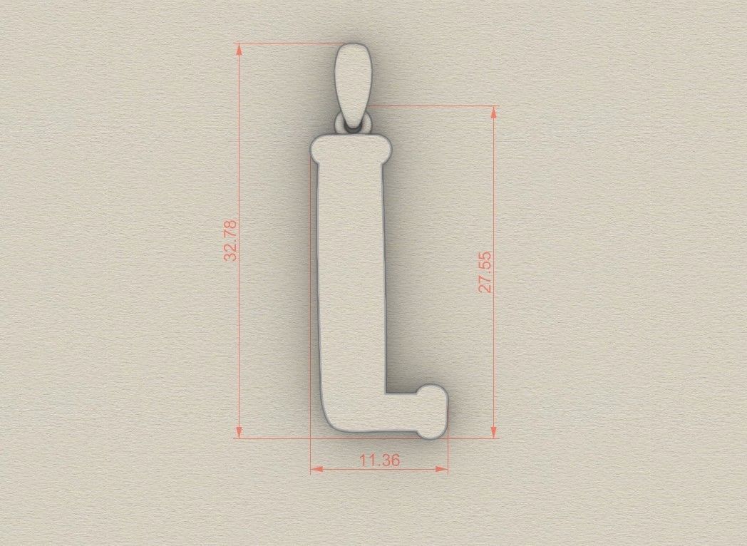 Model 989 L Bone Initial Letter Alphabet Pendant 3D print model_5