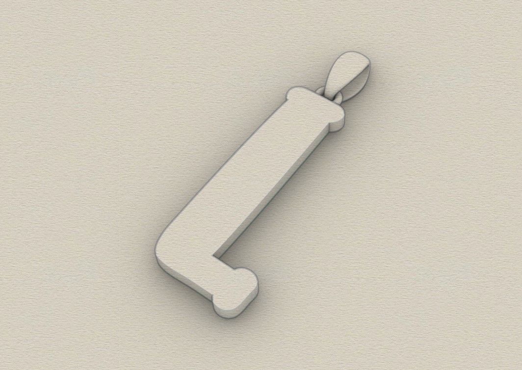 Model 989 L Bone Initial Letter Alphabet Pendant 3D print model_8
