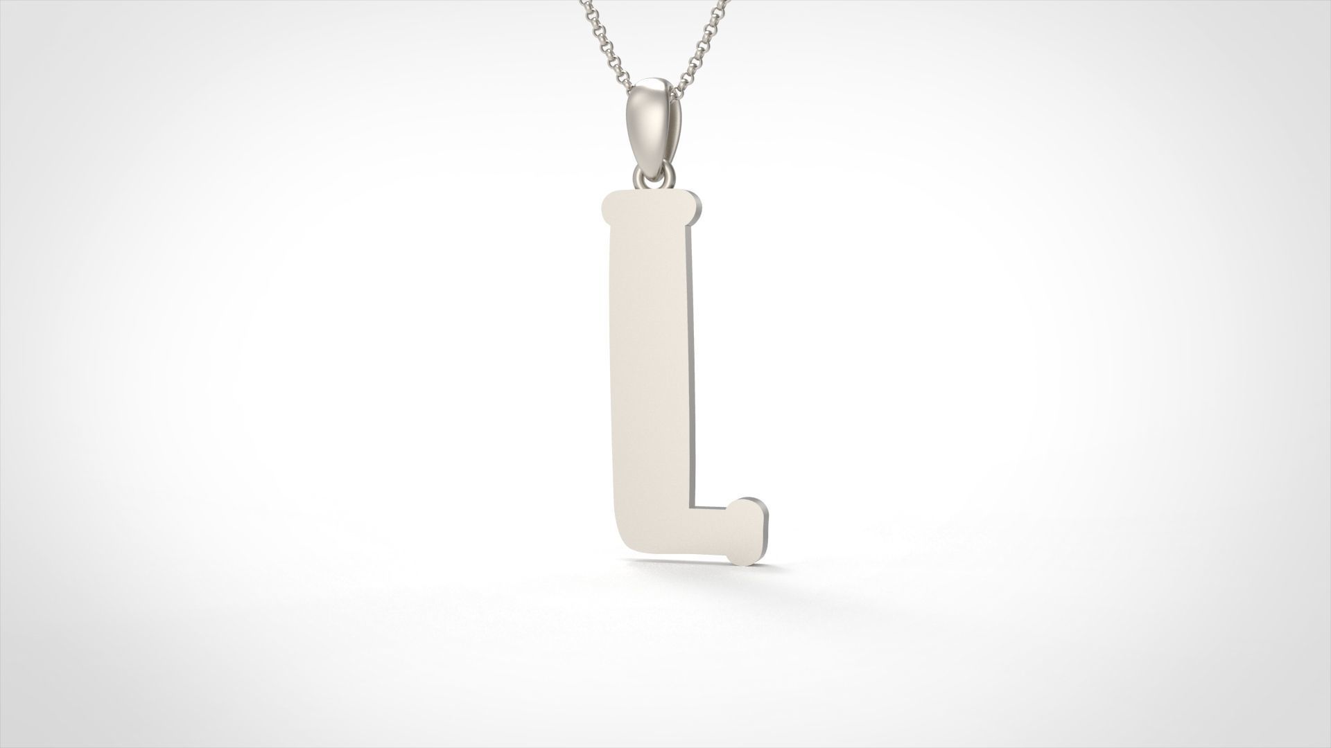 Model 989 L Bone Initial Letter Alphabet Pendant 3D print model_4