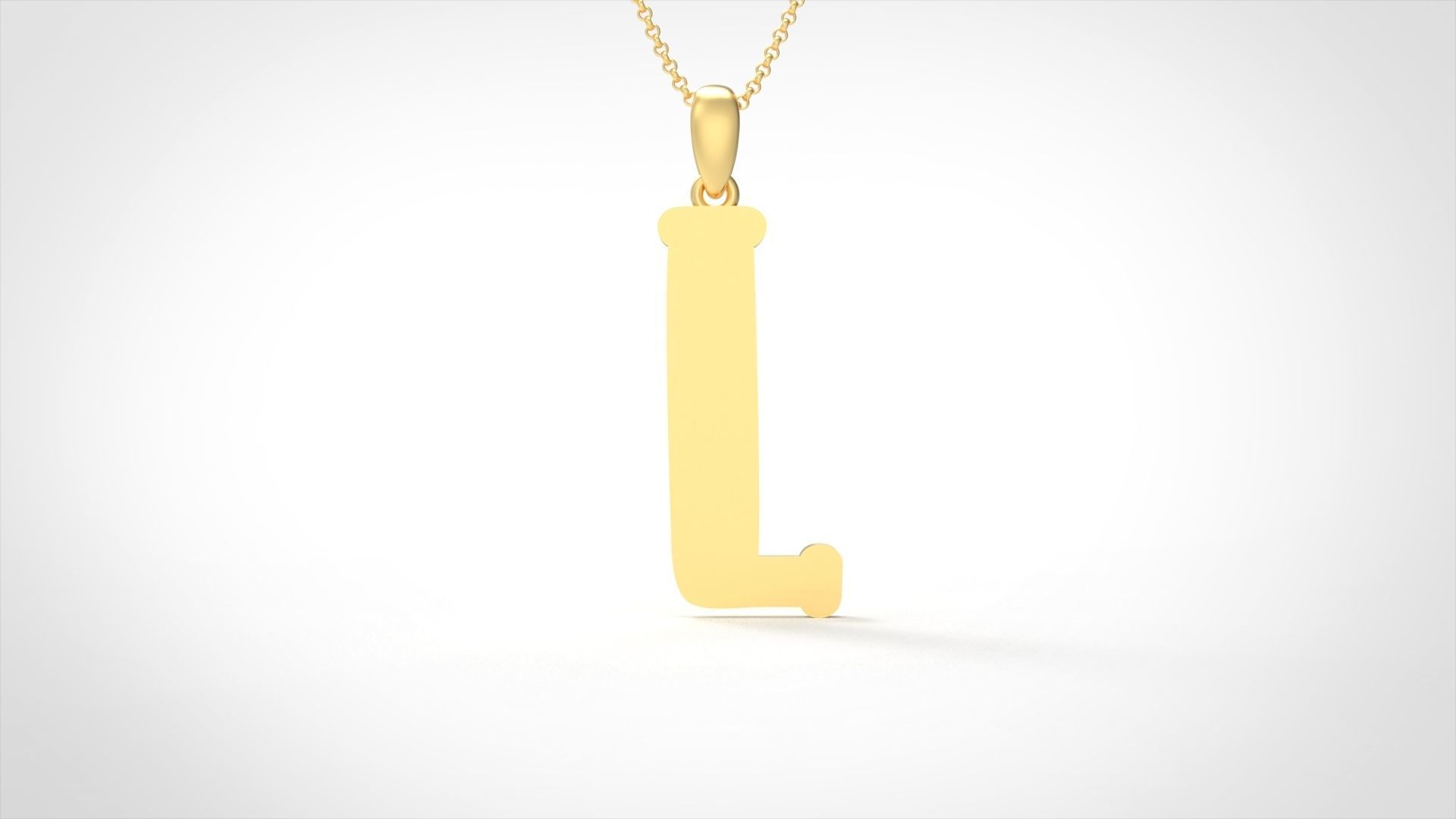 Model 989 L Bone Initial Letter Alphabet Pendant 3D print model_3