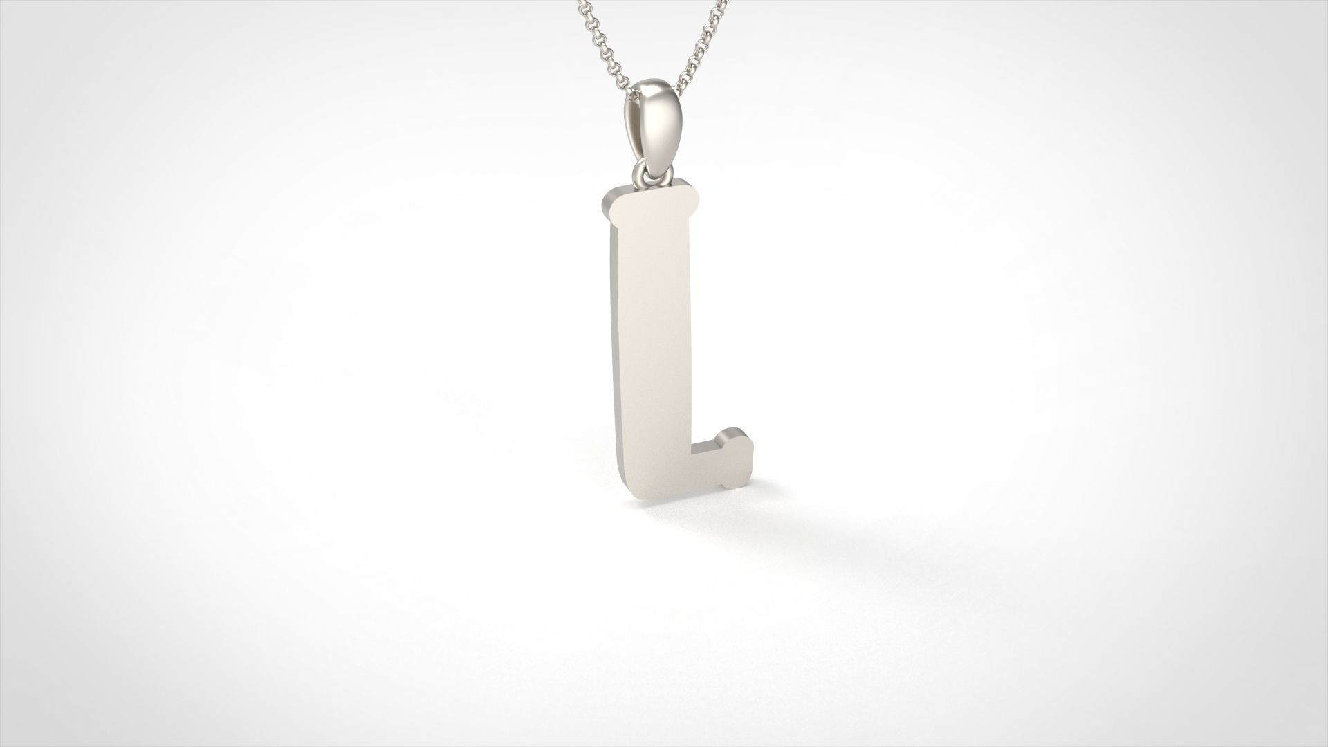 Model 989 L Bone Initial Letter Alphabet Pendant 3D print model_2