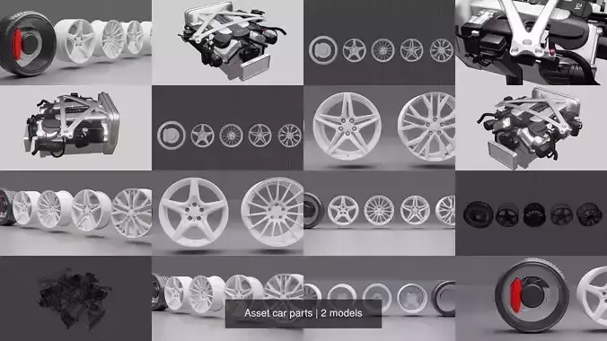 Asset car parts 3D Model Collection