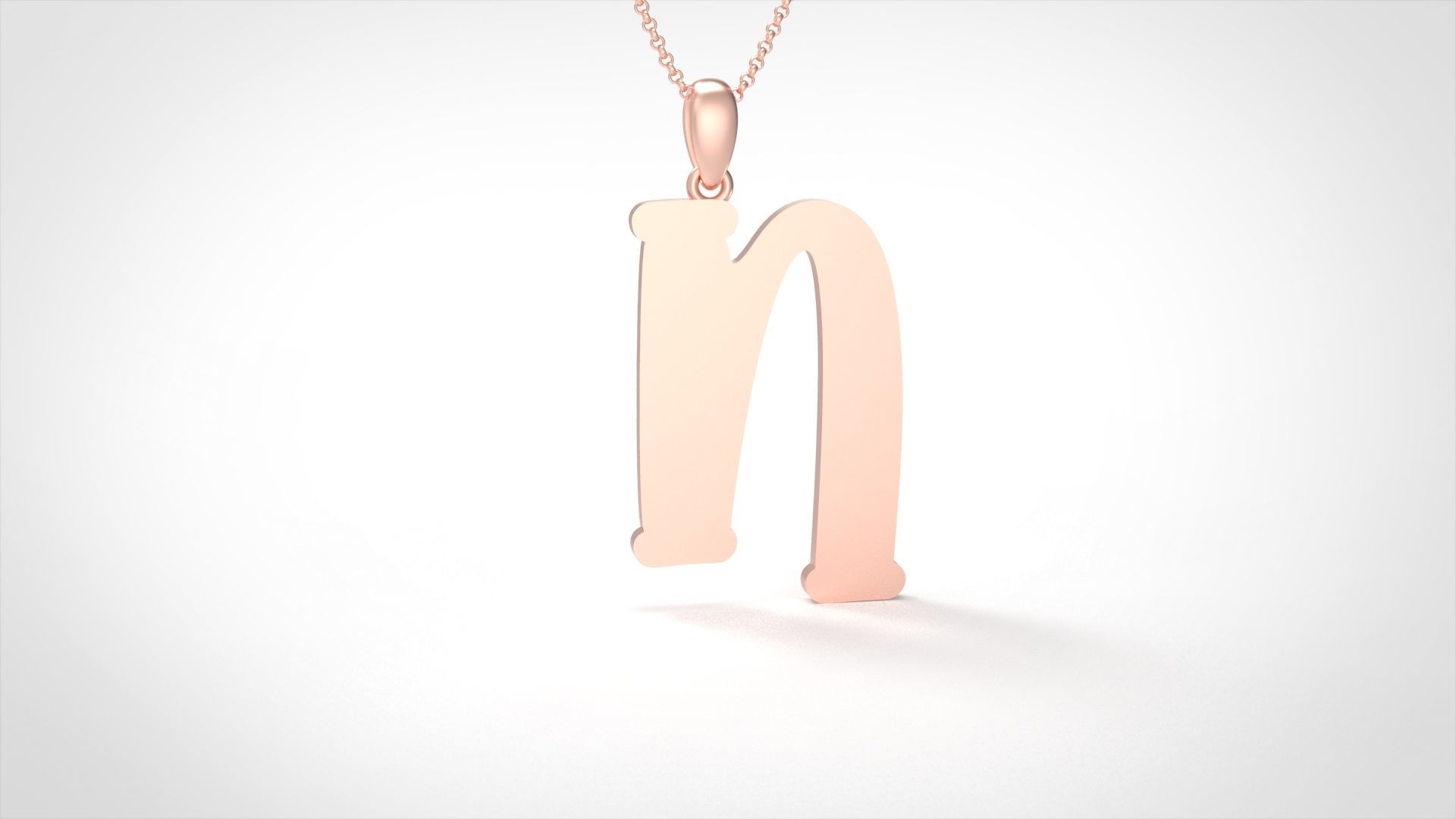 Model 991 N Bone Initial Letter Alphabet Pendant 3D print model_2