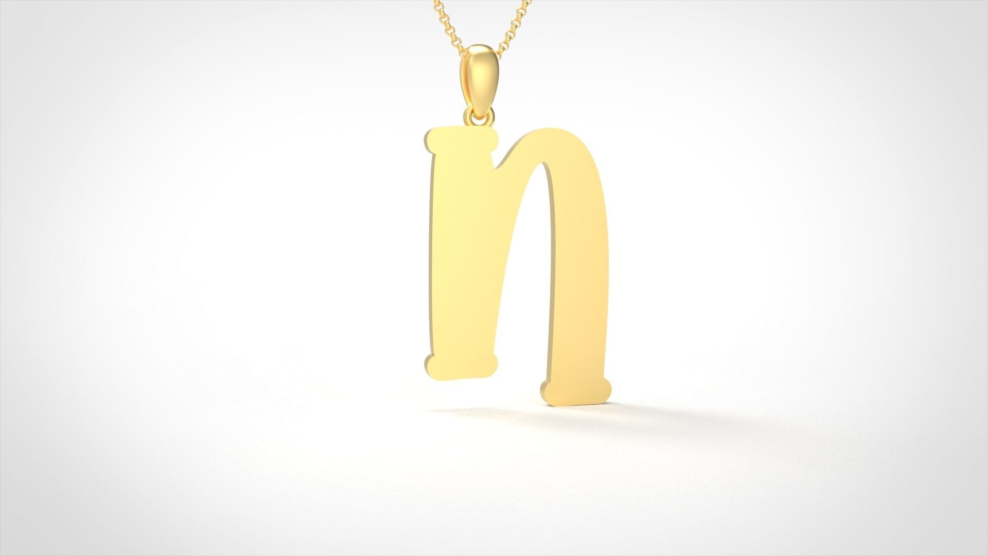 Model 991 N Bone Initial Letter Alphabet Pendant 3D print model_1