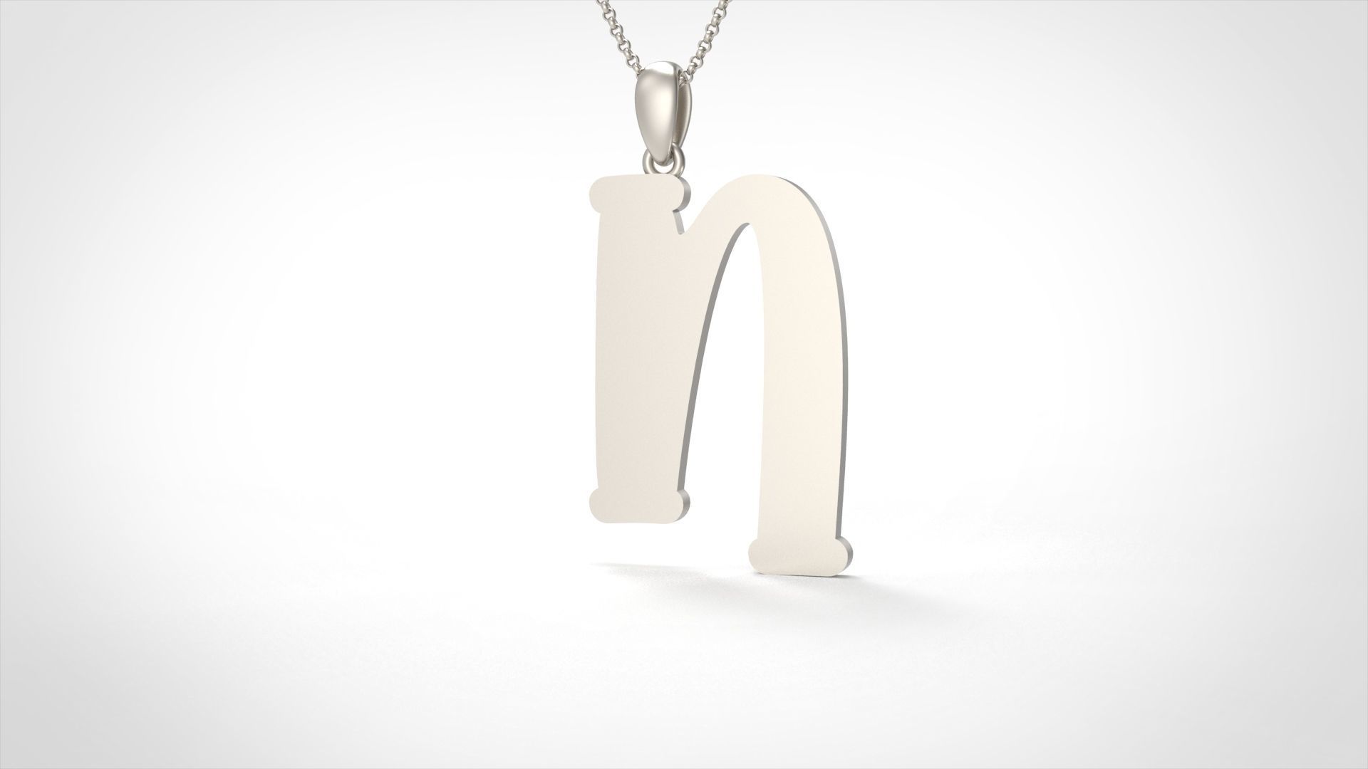 Model 991 N Bone Initial Letter Alphabet Pendant 3D print model_3