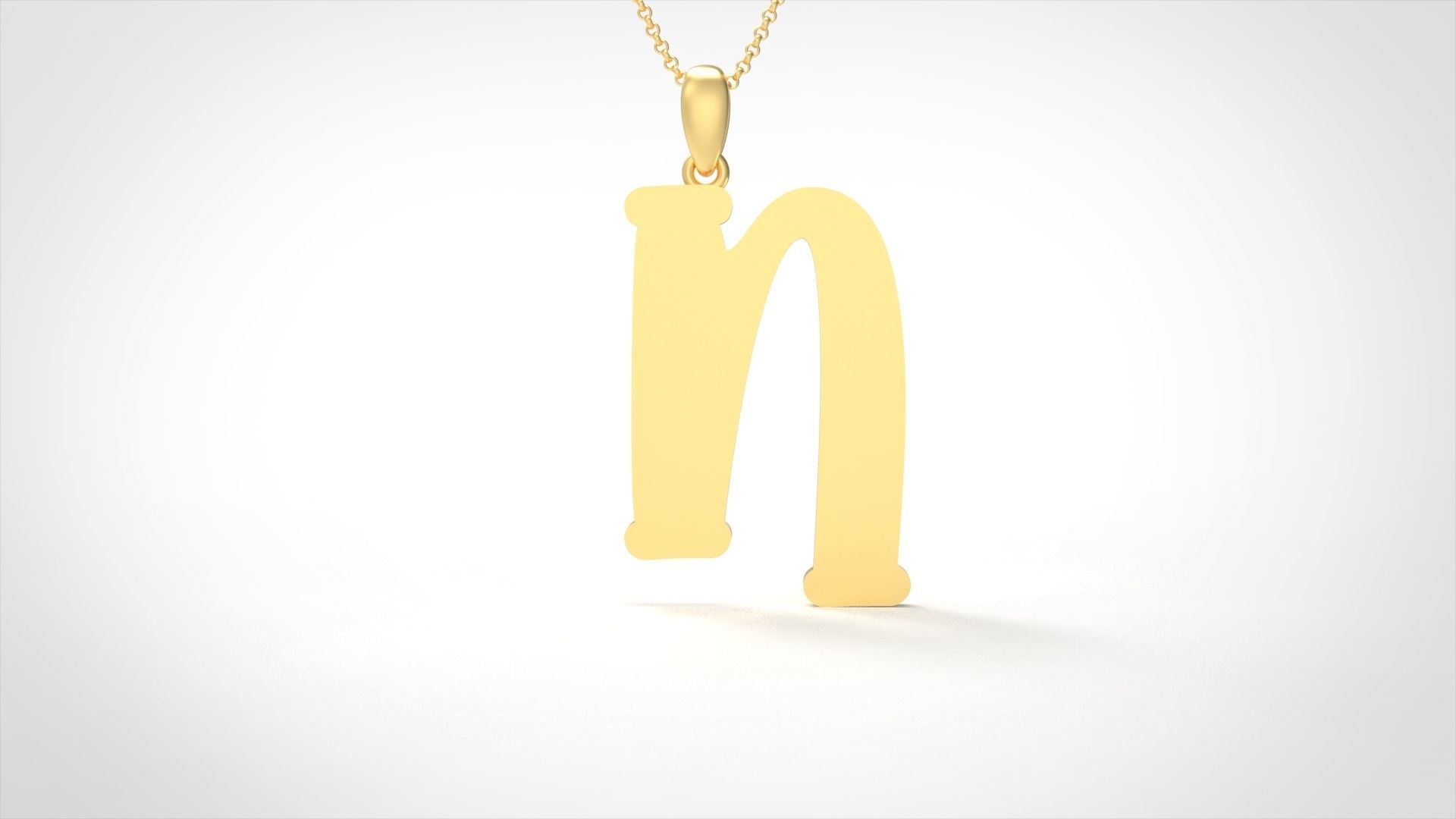 Model 991 N Bone Initial Letter Alphabet Pendant 3D print model_4