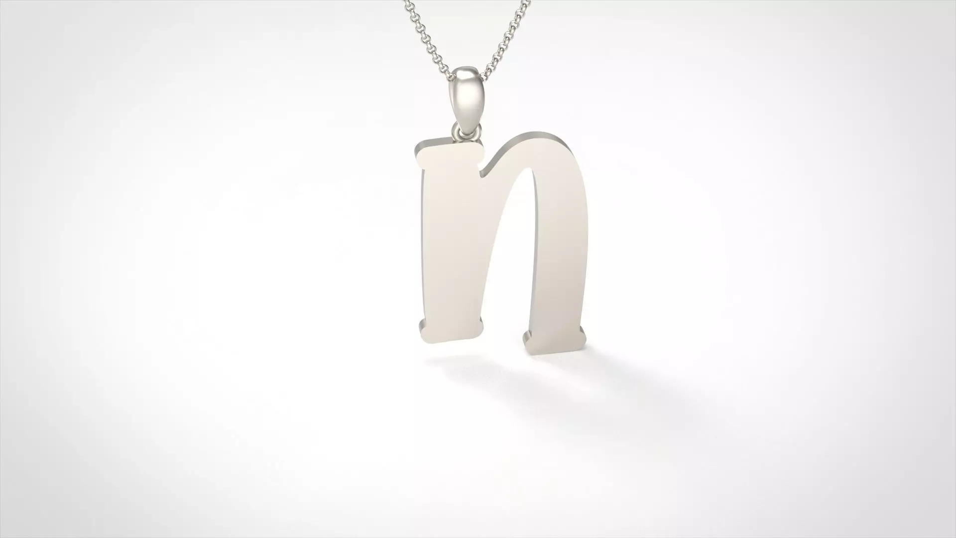 Model 991 N Bone Initial Letter Alphabet Pendant 3D print model_0