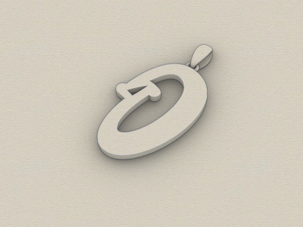 Model 992 O Bone Initial Letter Alphabet Pendant 3D print model_8