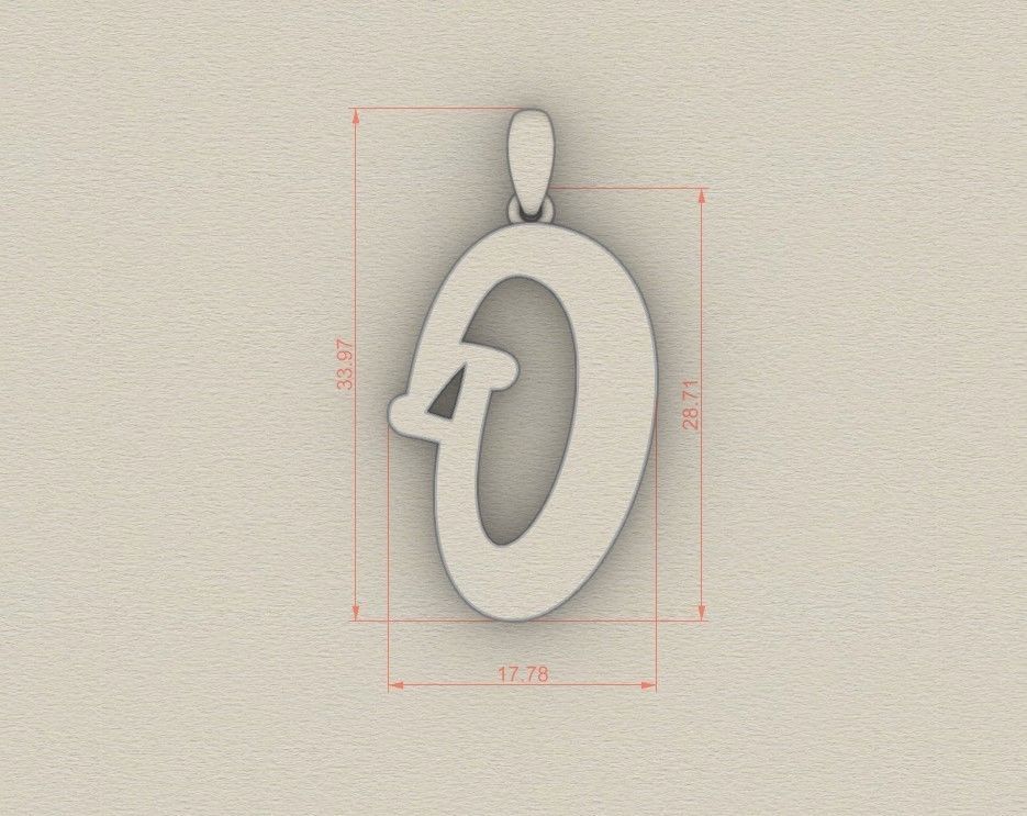 Model 992 O Bone Initial Letter Alphabet Pendant 3D print model_5