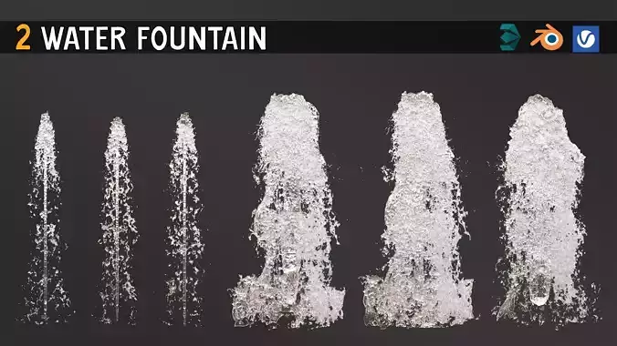 Water Fountain Set 01 3D model Water Fountain Set 01 3D model