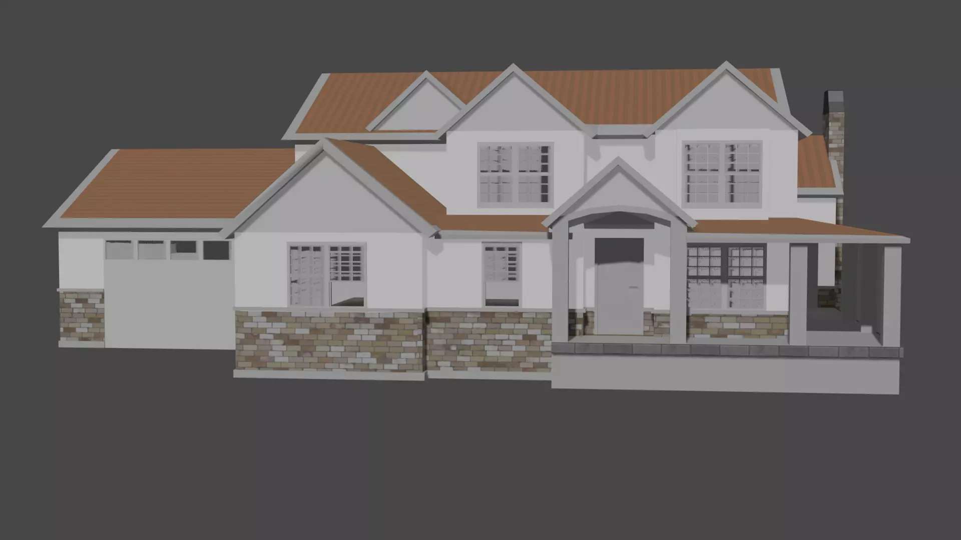 American house in 3d model 3D model_0