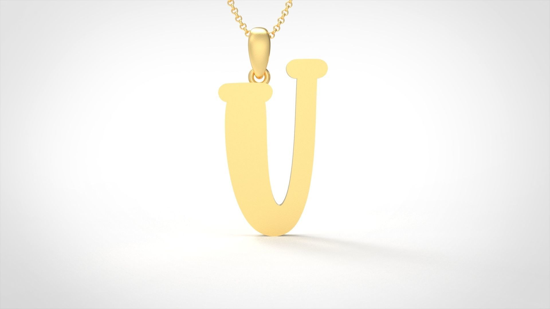 Model 997 U Bone Initial Letter Alphabet Pendant 3D print model_1