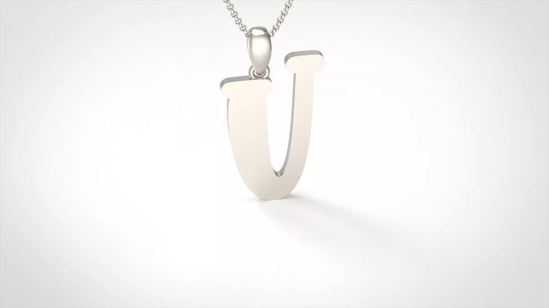 Model 997 U Bone Initial Letter Alphabet Pendant 3D print model_0
