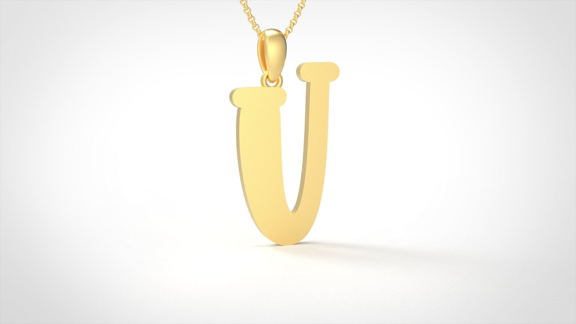 Model 997 U Bone Initial Letter Alphabet Pendant 3D print model_4