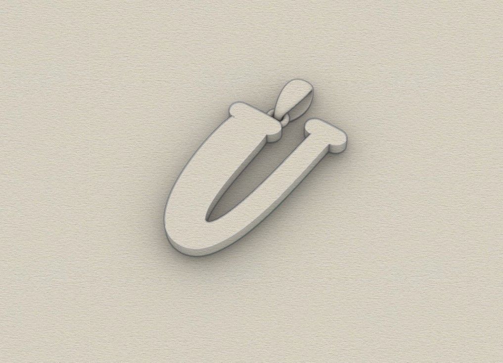 Model 997 U Bone Initial Letter Alphabet Pendant 3D print model_8