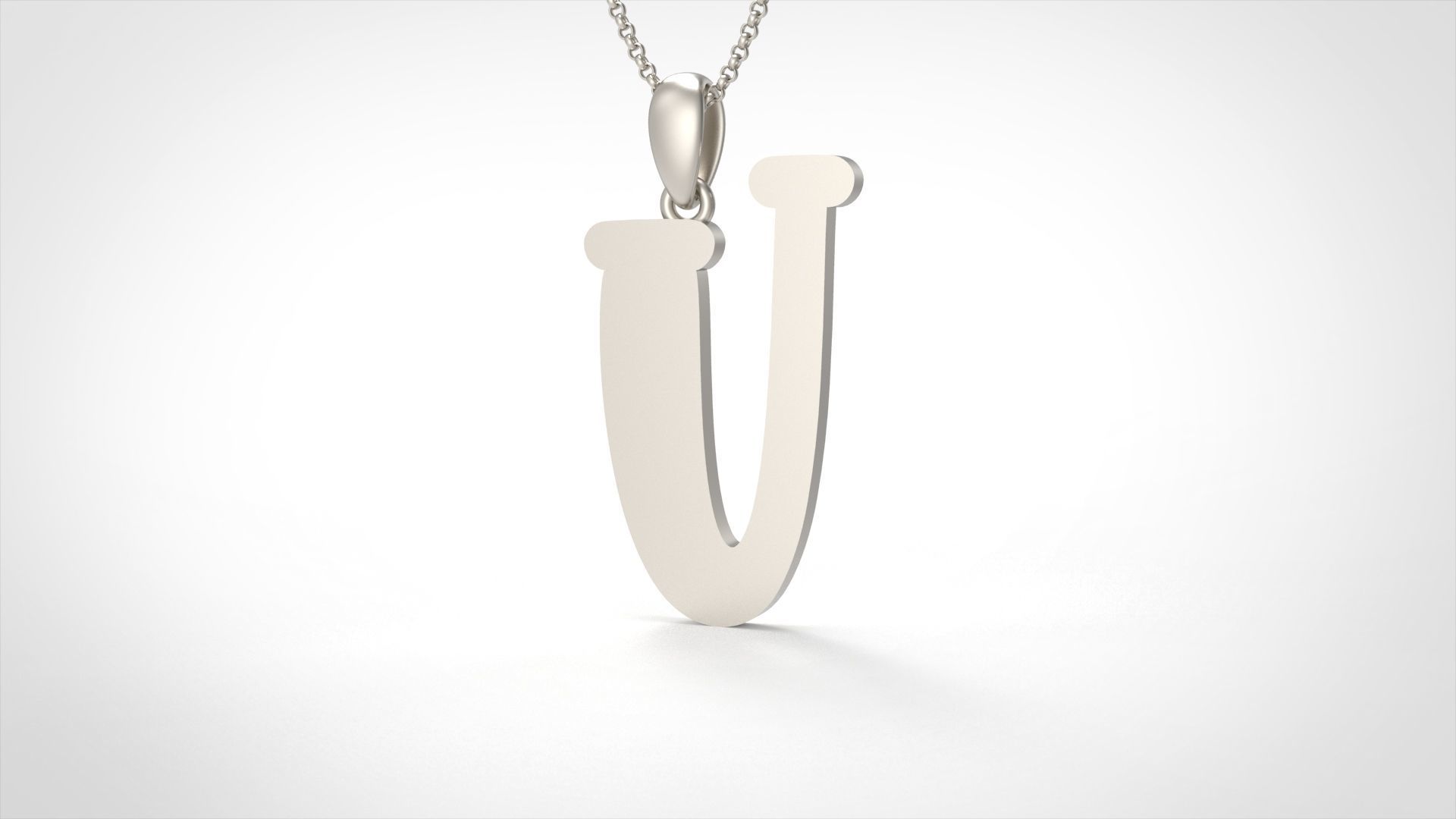 Model 997 U Bone Initial Letter Alphabet Pendant 3D print model_3