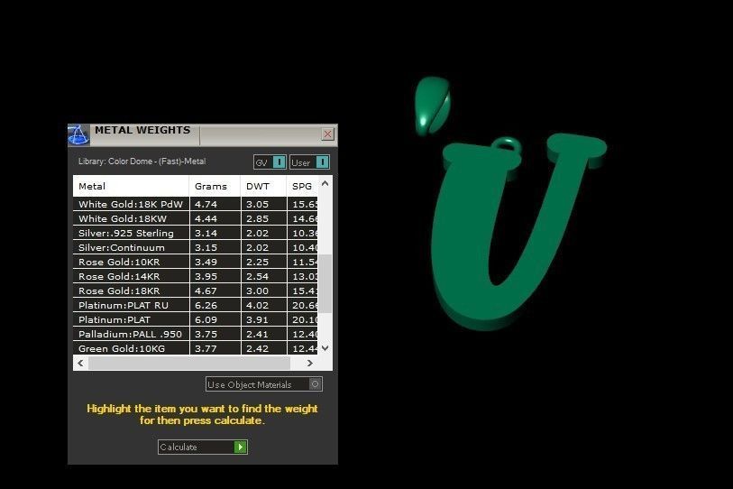 Model 997 U Bone Initial Letter Alphabet Pendant 3D print model_11