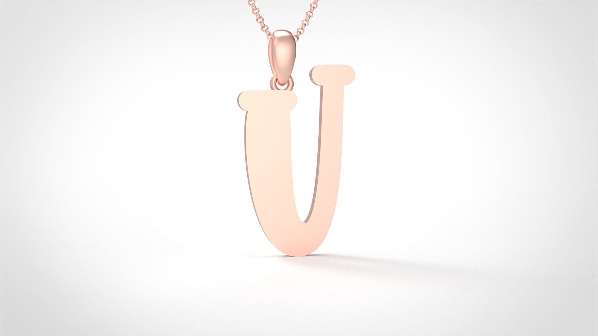 Model 997 U Bone Initial Letter Alphabet Pendant 3D print model_2