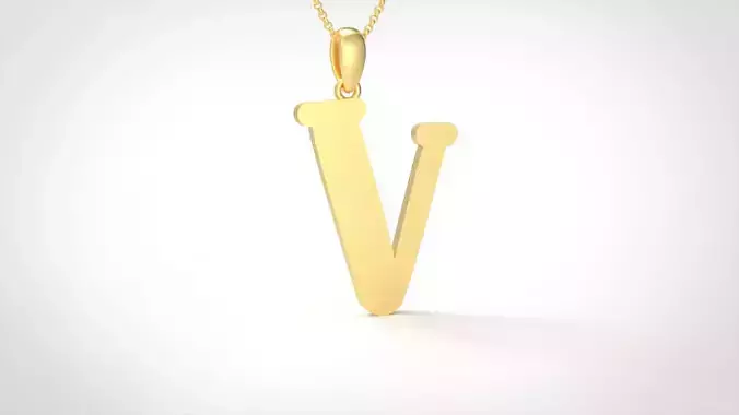 Model 998 V Bone Initial Letter Alphabet Pendant